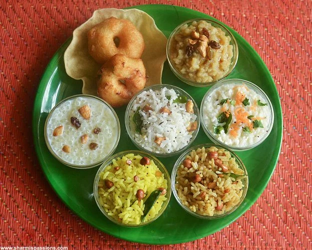Elite Valaikappu variety rice platter with vada, appalam, sweet pongal and payasam